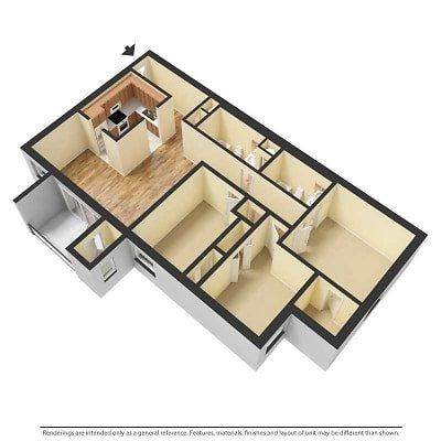 3 bed unfurnished 3d floor plan