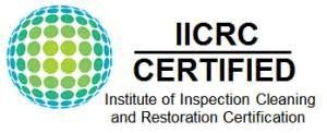 IICRC Certified logo with a globe and text: Institute of Inspection Cleaning and Restoration Certification. IICRC Certified logo with a globe and text: Institute of Inspection Cleaning and Restoration Certification.