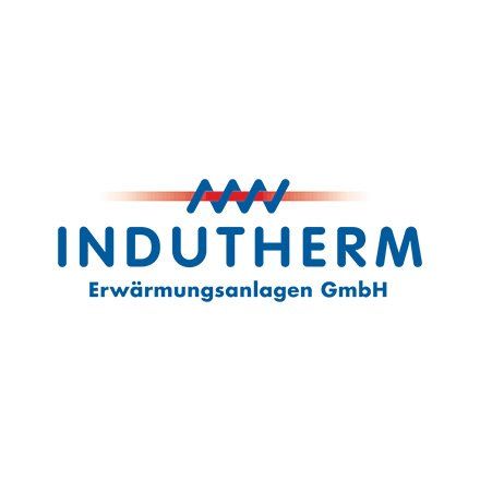 Das logo der indutherm erwärmungsanlagen gmbh ist blau und rot.