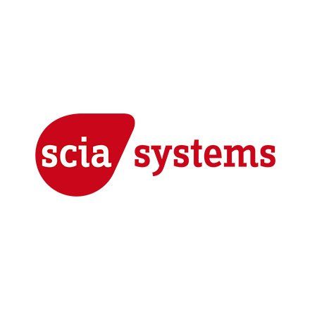 Das Logo von Scia Systems ist rot und weiß auf weißem Hintergrund.