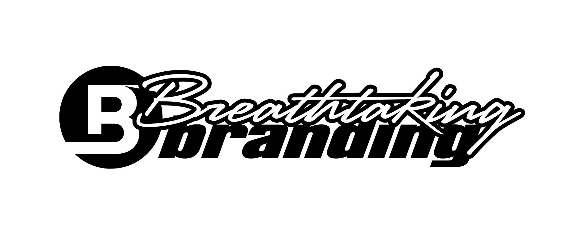 A black and white logo for breathtaking branding on a white background.