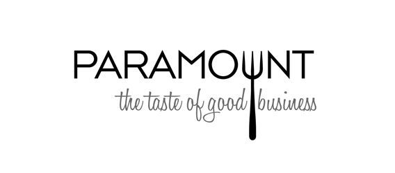 A black and white logo for paramount the taste of good business