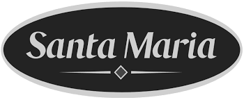A black and white logo for santa maria on a white background.