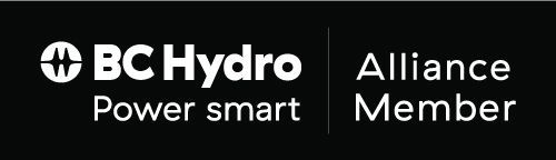 A black and white logo for bc hydro power smart alliance member