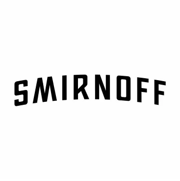 Logotipo de Smirnoff en negro, texto curvado.