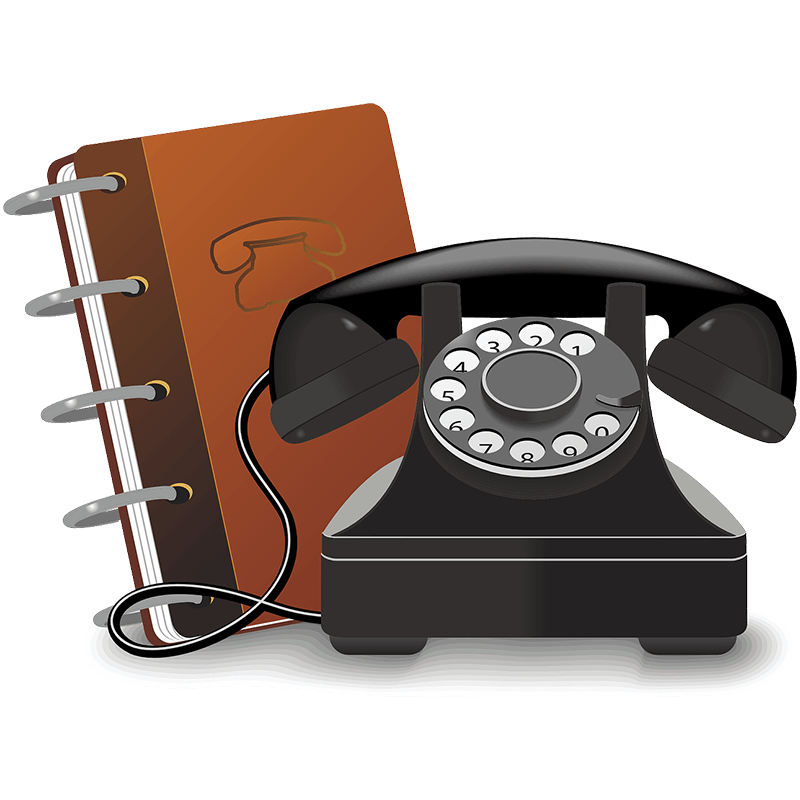 Image of a telephone and a phonebook