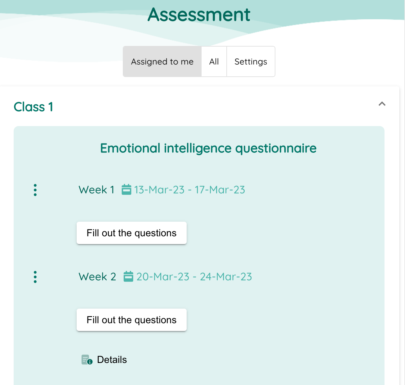 Student assessments plan