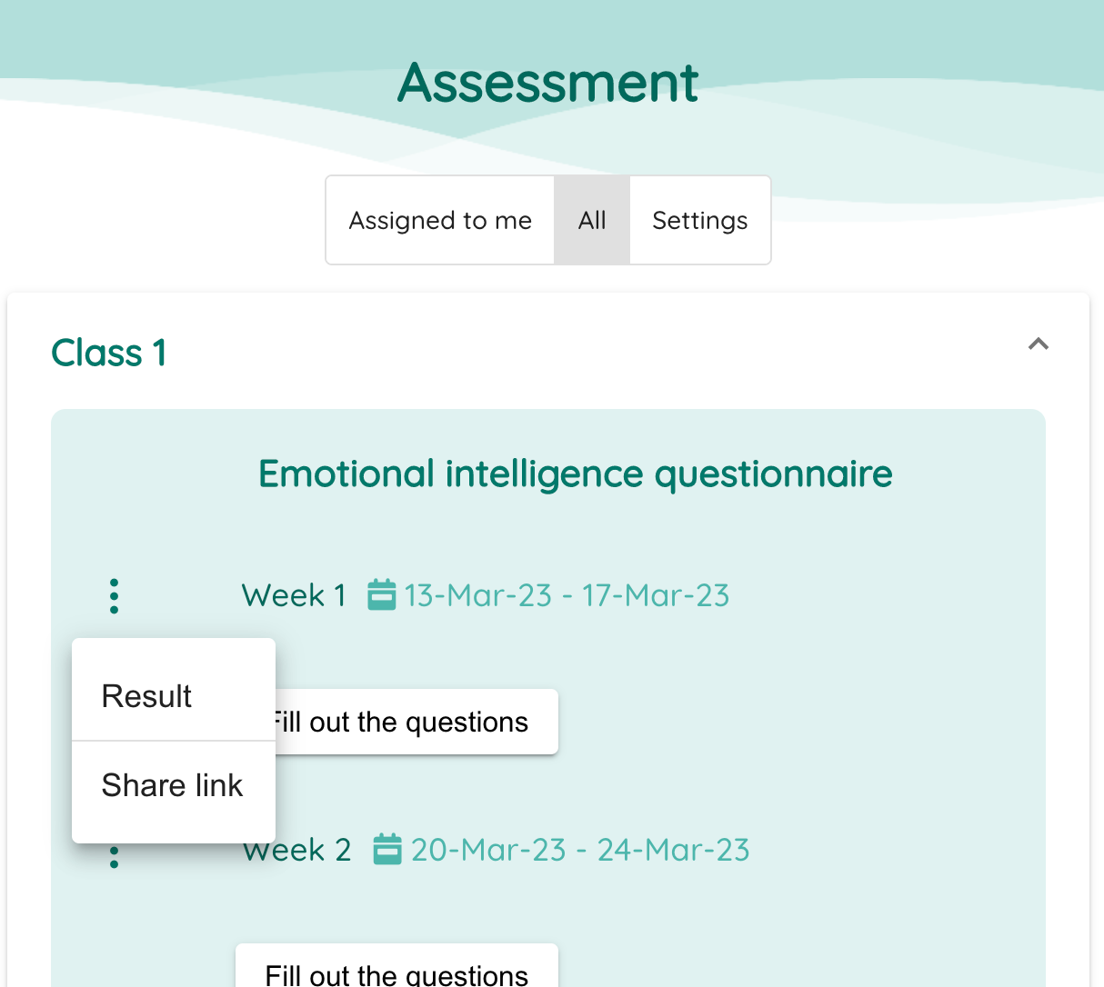 Get link student assessments