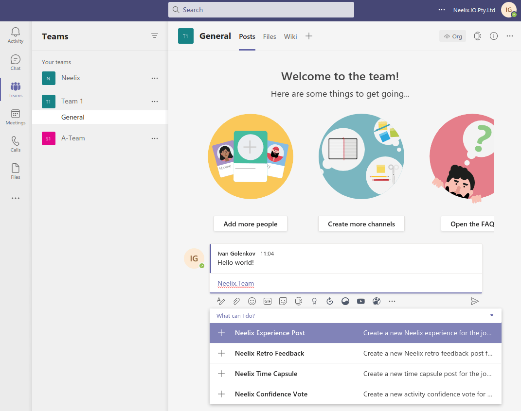 Neelix integration with Microsoft Teams