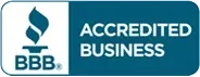 BBB Accredited Business logo: torch icon with text 