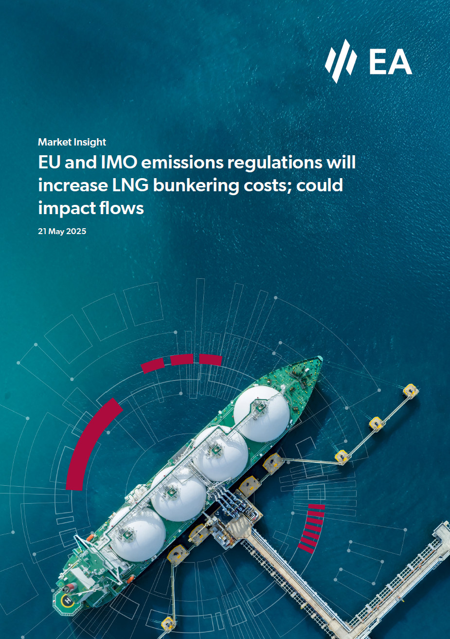 EU and IMO emissions regulations will 
increase LNG bunkering costs; could 
impact flows