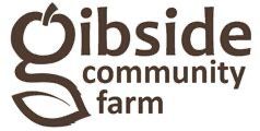 A logo for gibside community farm is shown on a white background.