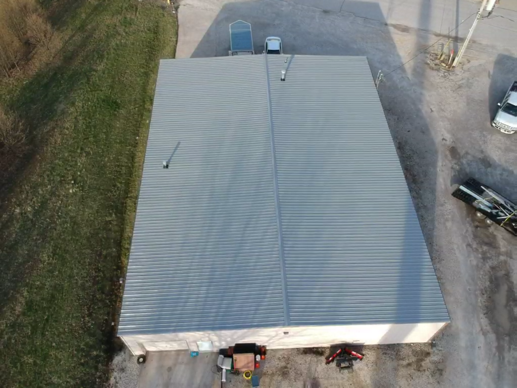Drone photo of commercial metal roof