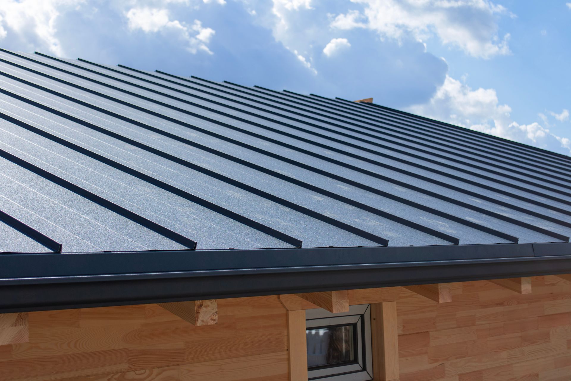 Standing seam metal roof on a building.