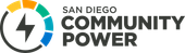 Logo for San Diego Community Power: Text on right reads "SAN DIEGO COMMUNITY POWER."