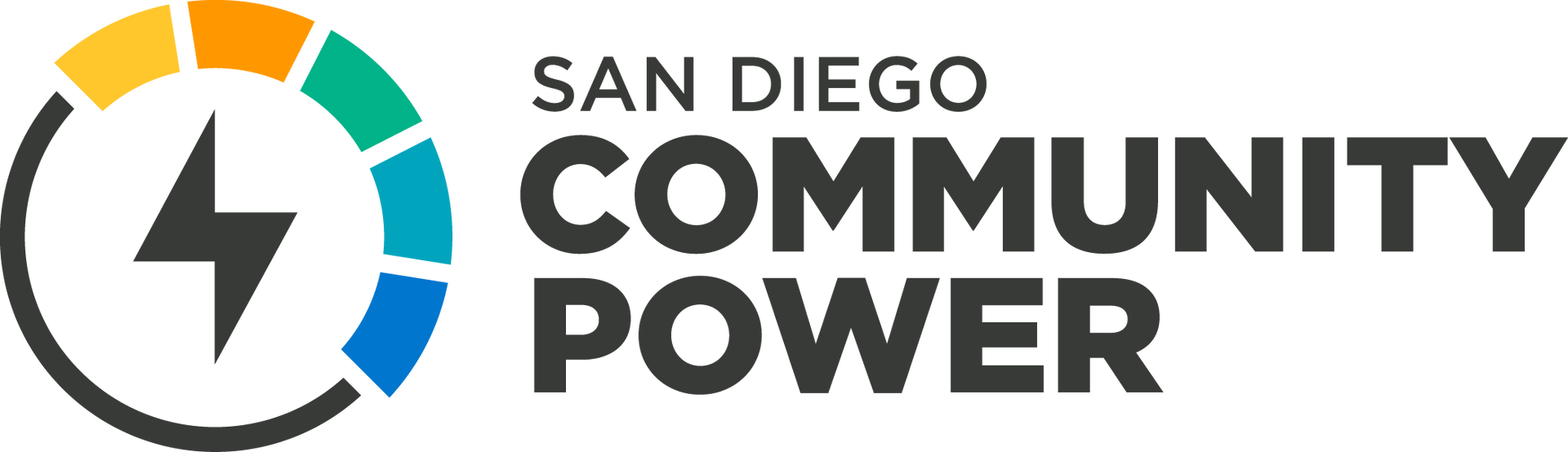 Logo for San Diego Community Power: Text on right reads "SAN DIEGO COMMUNITY POWER."
