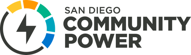 Logo for San Diego Community Power: Text on right reads "SAN DIEGO COMMUNITY POWER."