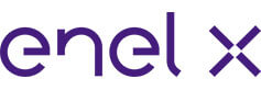 Purple "enel x" logo.