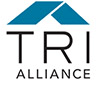Logo of TRI Alliance with a blue roof shape above black text.