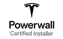 Tesla Powerwall Certified Installer logo. Features Tesla logo above text 