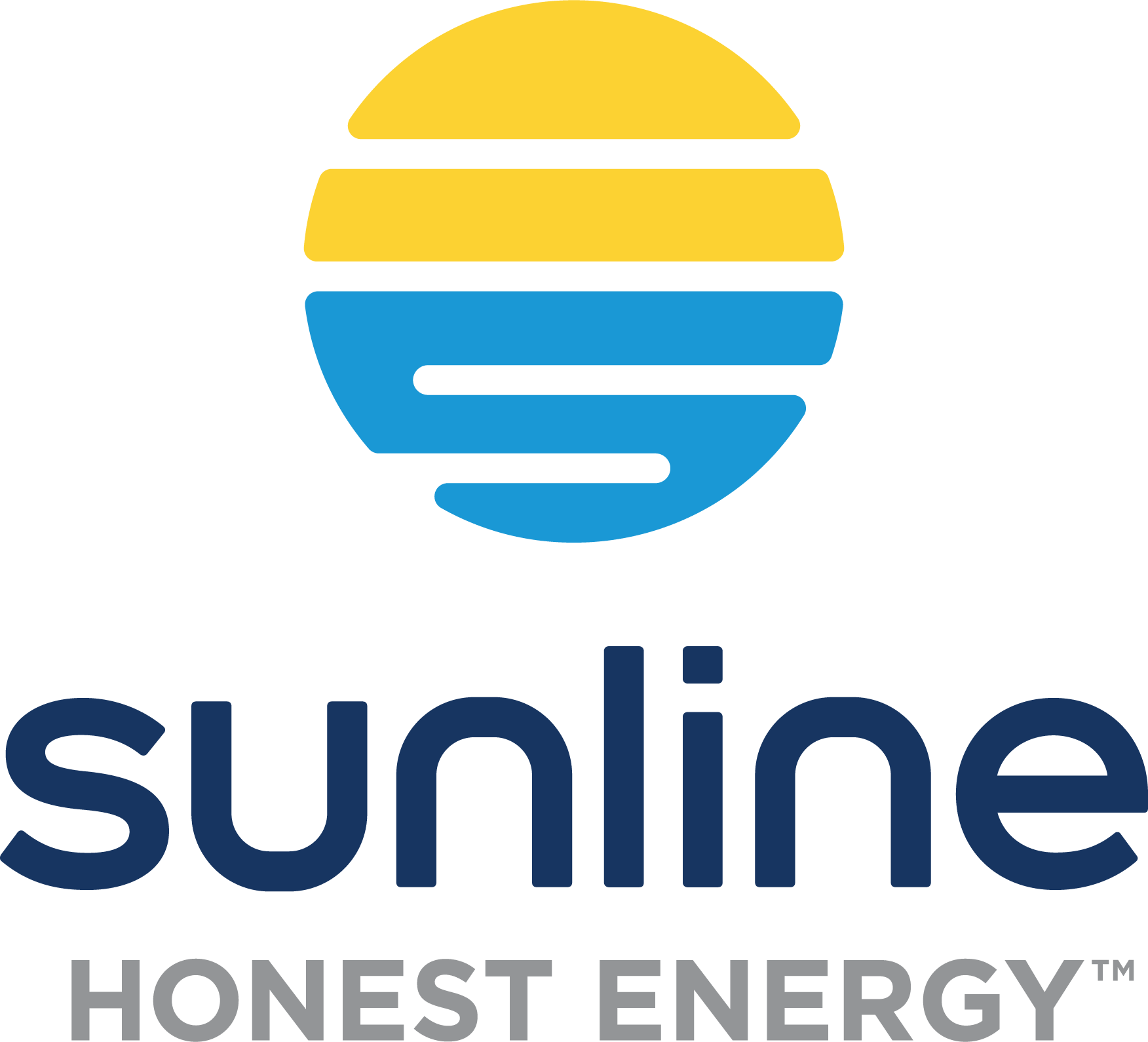 Sunline logo: yellow and blue sun over dark blue 