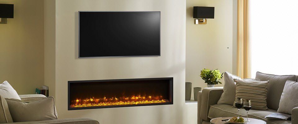 Radiance inset electric fire with TV above