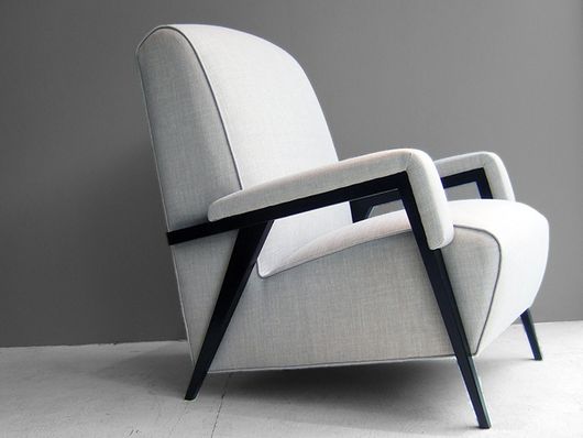 Reupholstered grey armchair in Hamilton