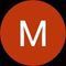 The letter m is in a red circle on a black background.