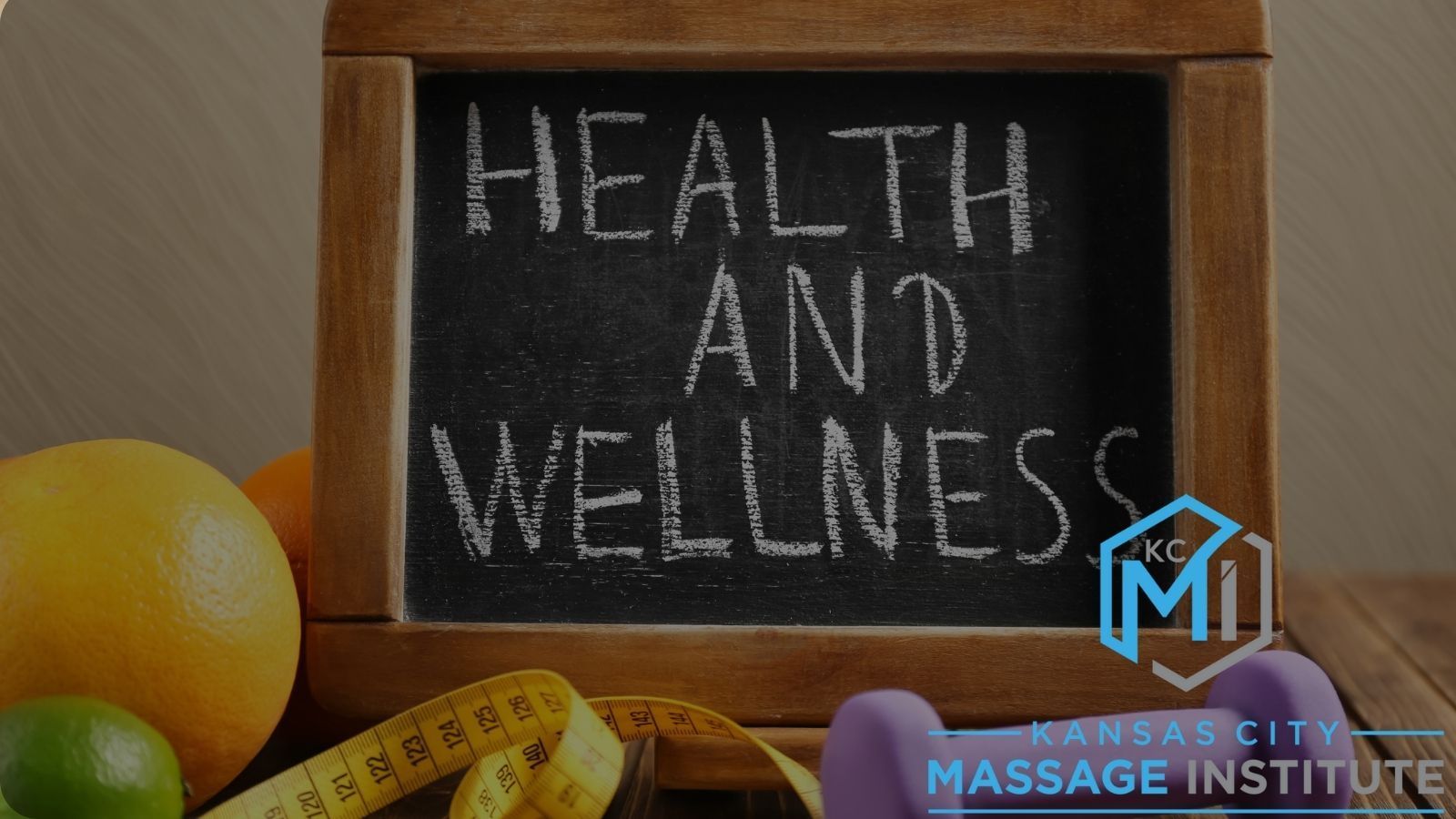 small chalkboard that says 'health and wellness' with different career items around it