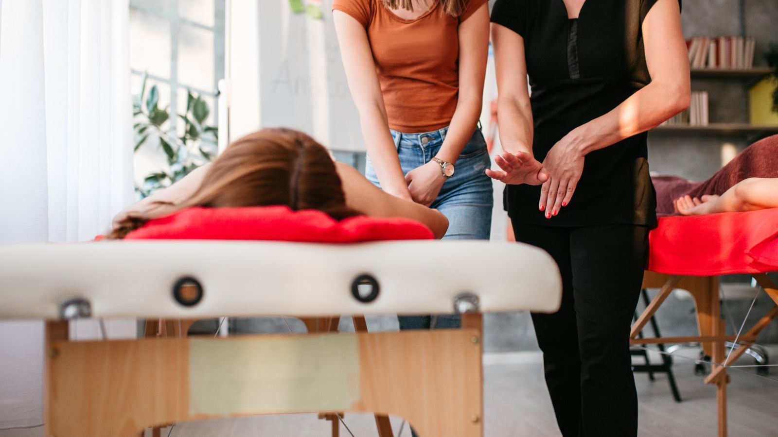 student training to receive massage certification