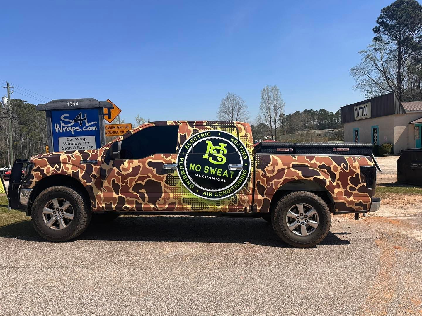 custom printed old school camo wrap with logos