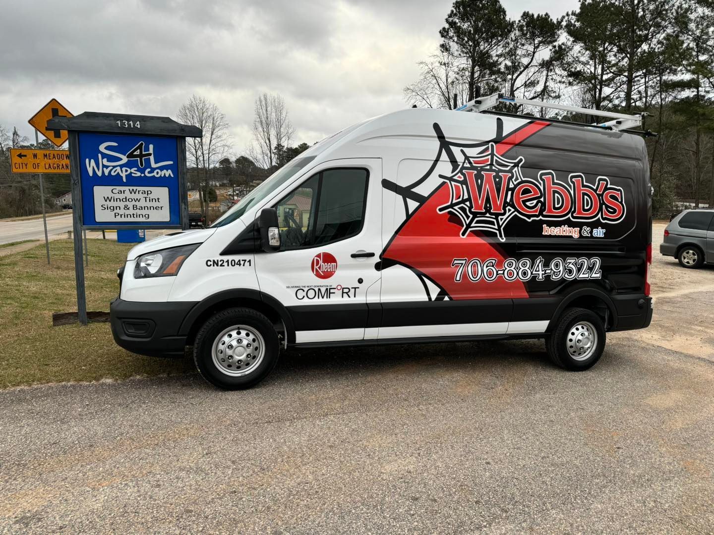 red, white, and black custom commercial wrap