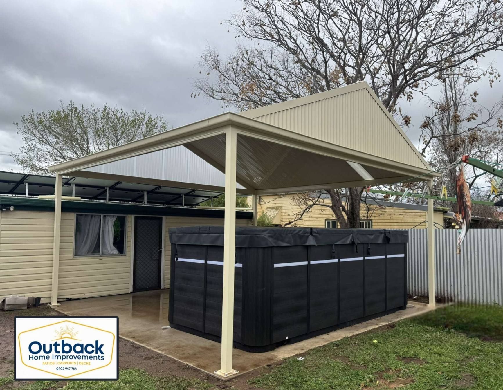 Dubbo backyard with compliant patio installation under NSW development code.