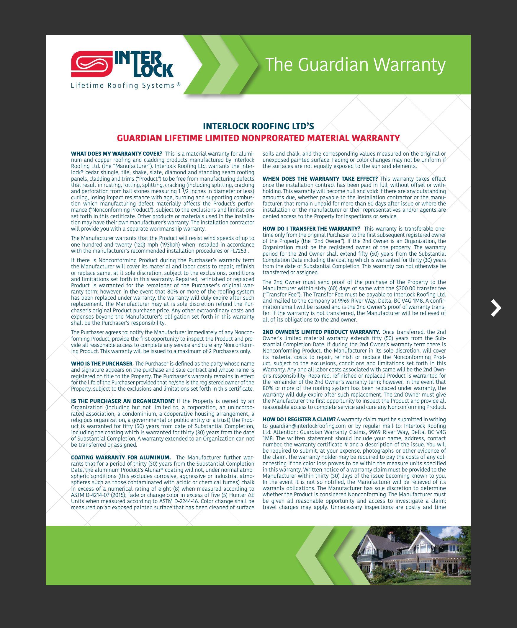 Roof Warranty Interlock Metal Roofing Massachusetts