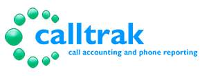 Calltrak logo: green circle of dots around blue text