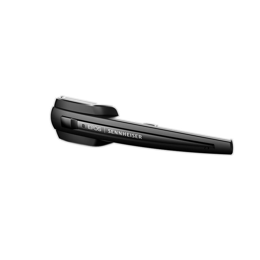 Black Sennheiser Bluetooth headset.