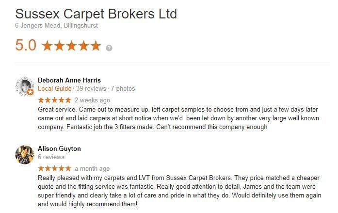 Google Reviews for Sussex Carpet Brokers