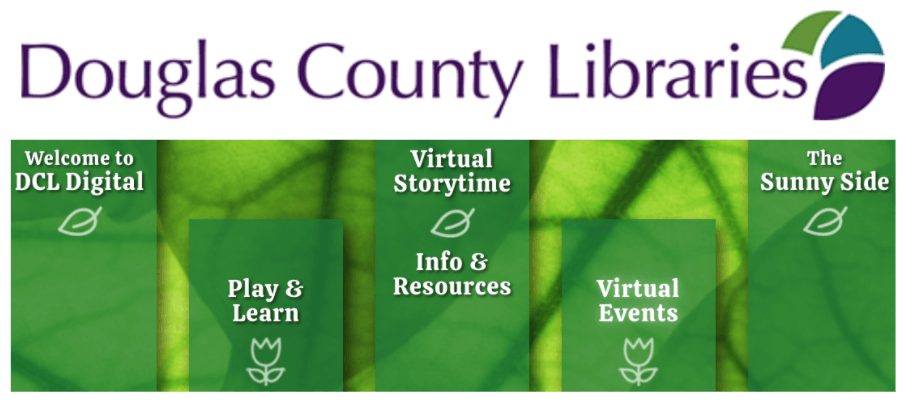 A logo for douglas county libraries with a green background