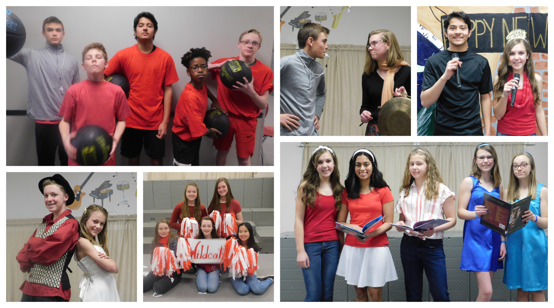 A collage of photos of a group of people standing next to each other.