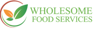 A logo for wholesome food services with two leaves in a circle.