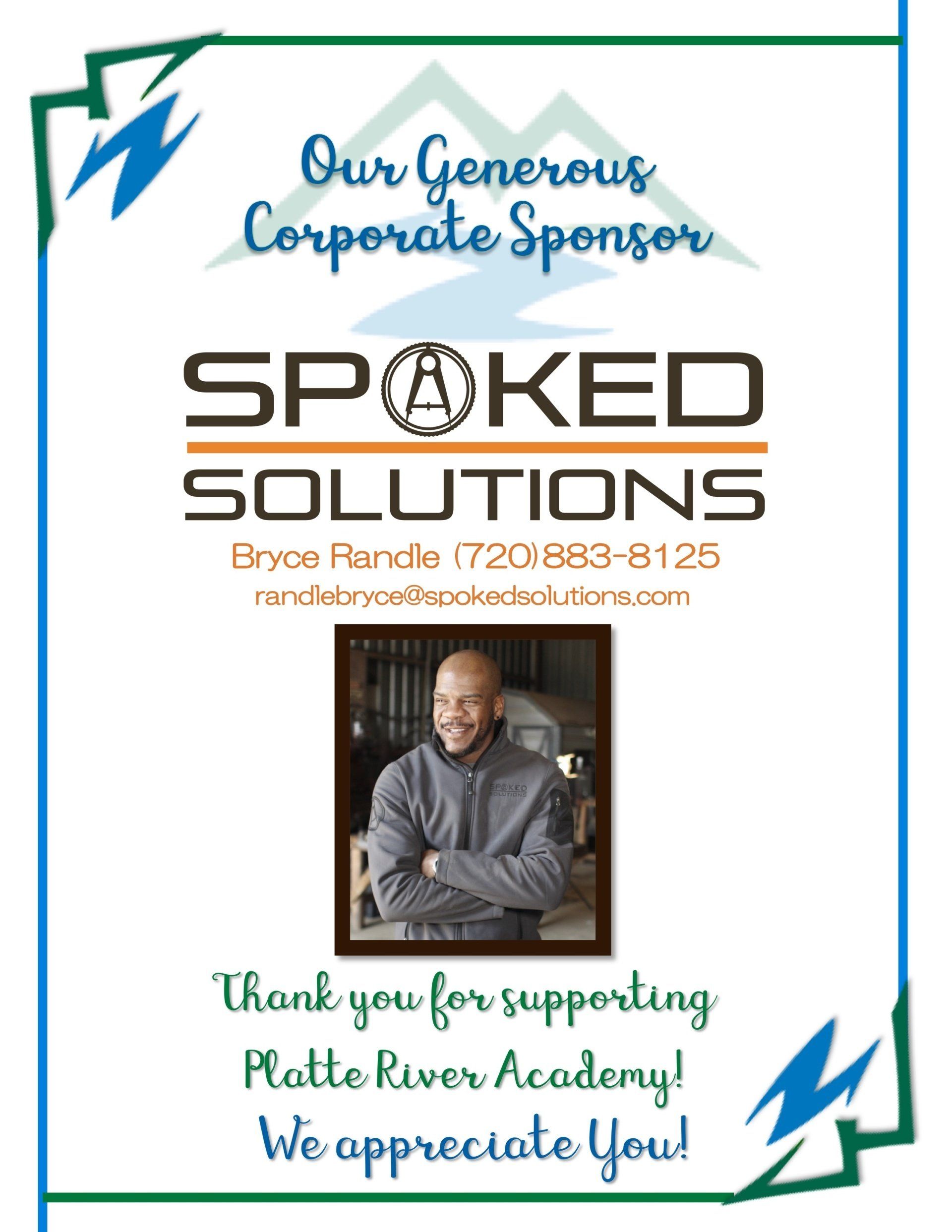A poster for spoked solutions with a picture of a man on it.