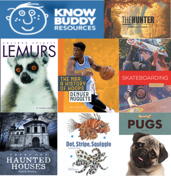 A collage of books including lemurs and pugs