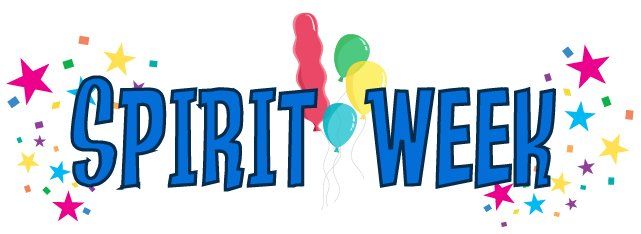 A colorful logo for spirit week with balloons and stars.