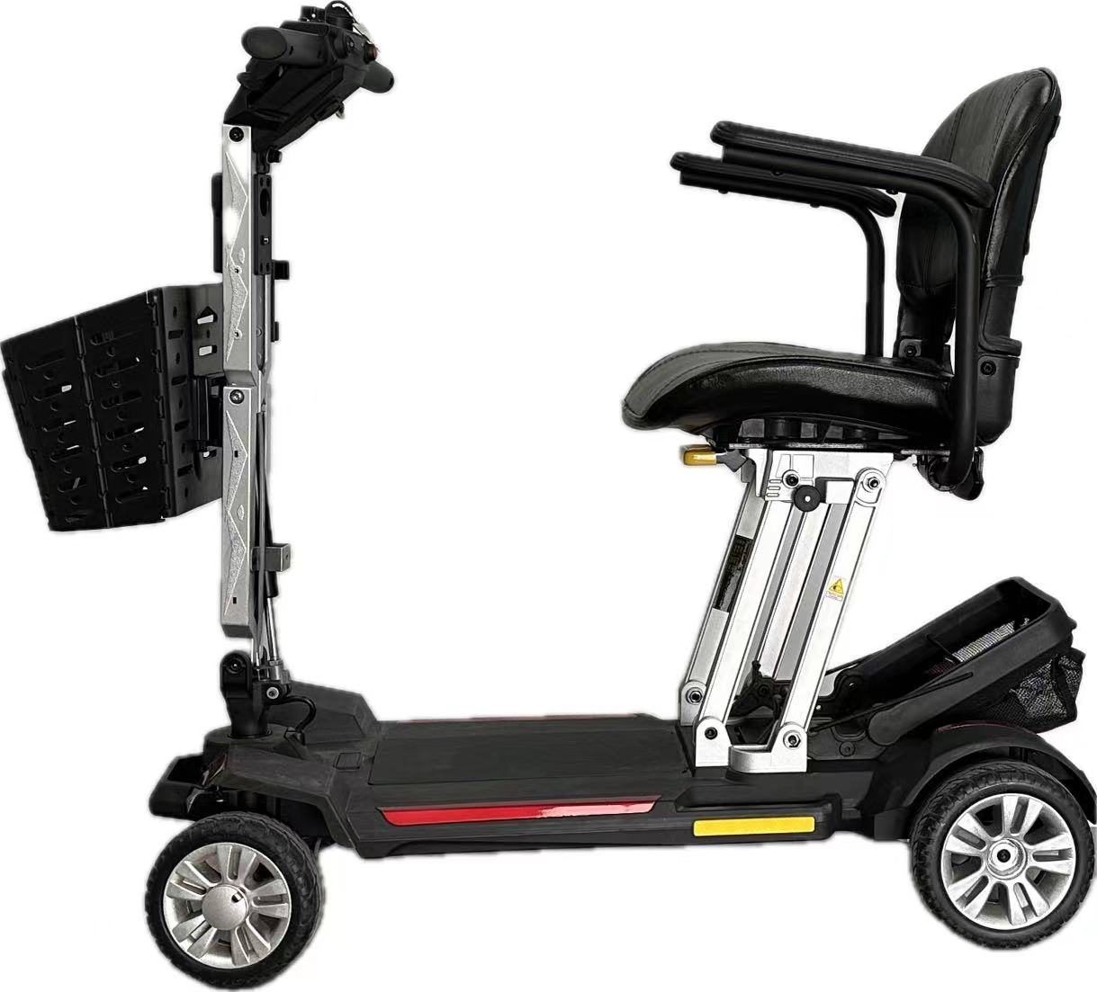 A Black and White Mobility Scooter with A Seat on A White Background — Mobility Modification Services In Garbutt, QLD