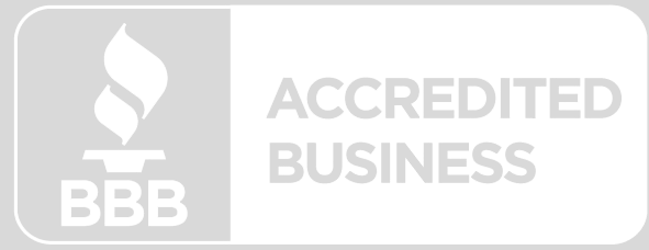 A bbb accredited business logo with a flame on it.