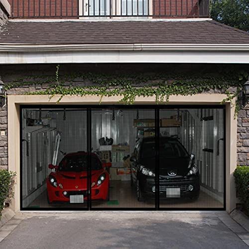 A red car and a black car are parked in a garage