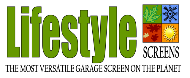 A logo for lifestyle screens the most versatile garage screen on the planet