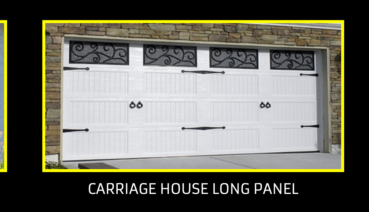 A picture of a carriage house long panel garage door