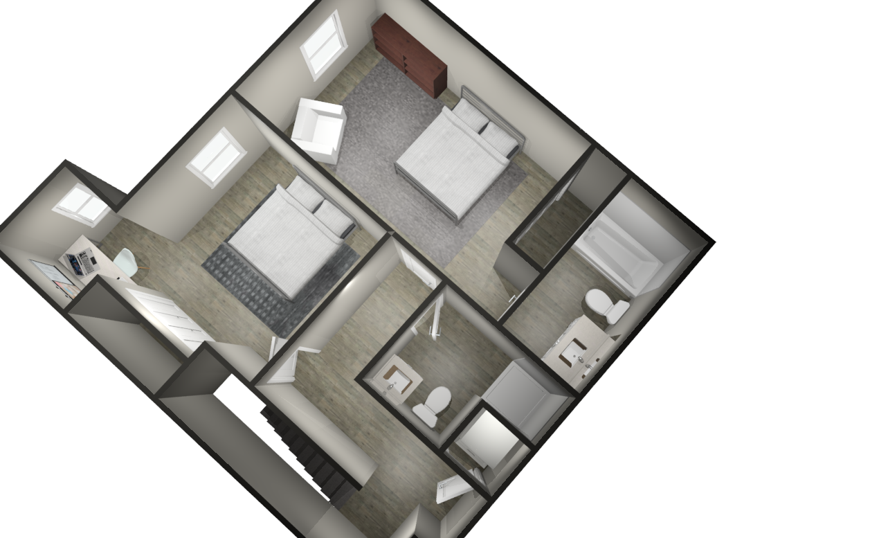 2 bedroom 3rd floor bedrooms and bathroom floor plan