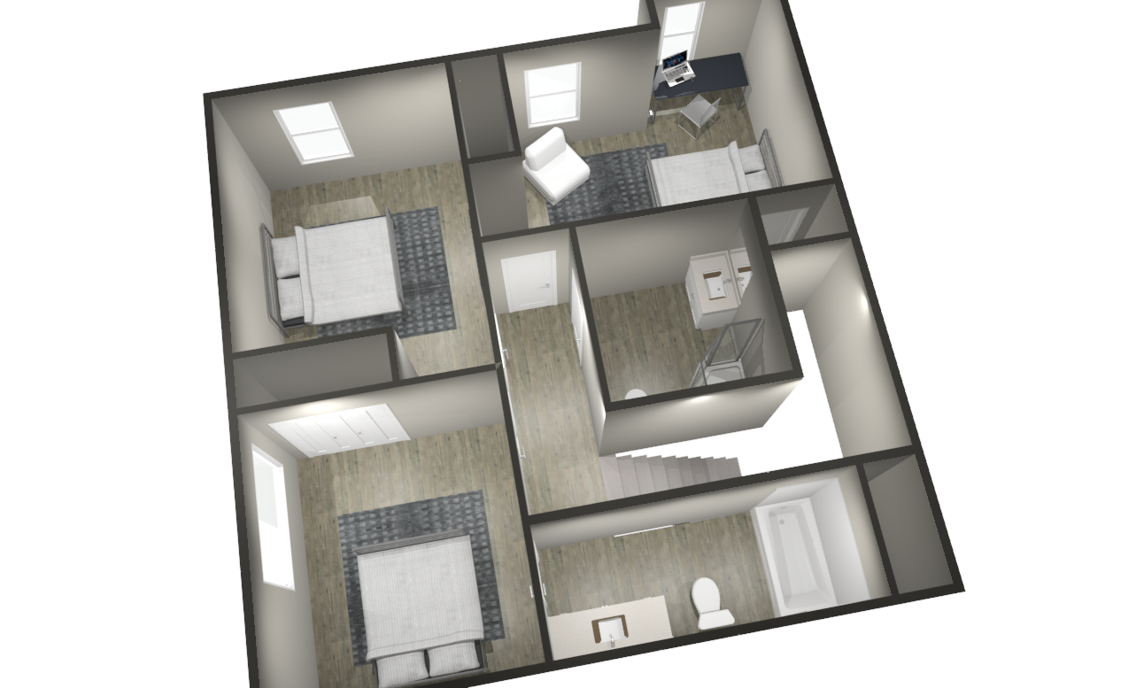 3 bedroom 3rd floor side view floor plan